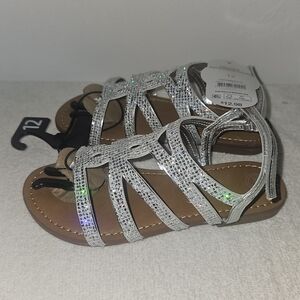 Wonder Nation Glittery Silver Kids Sandals